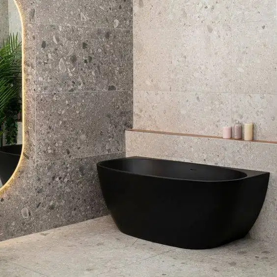 bathtub teraso sudut handmade hitam doff