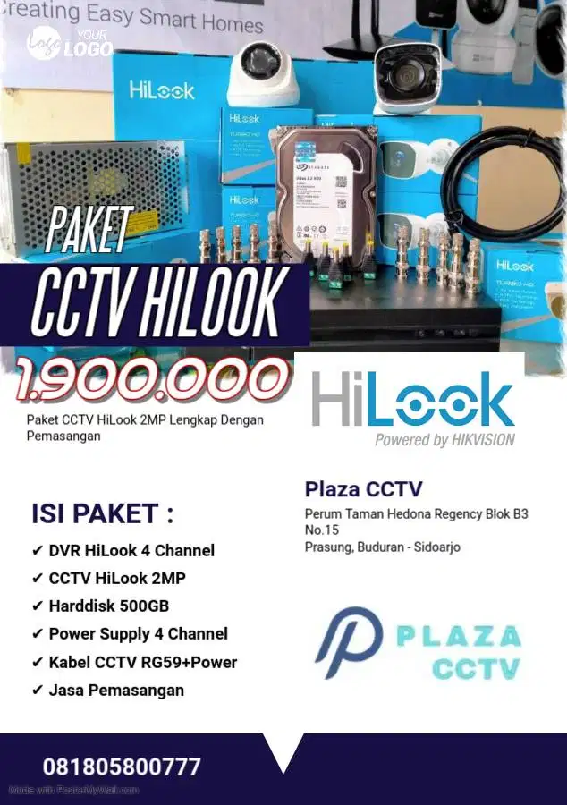 Jasa Pasang CCTV HiLook 2MP 4 Kamera