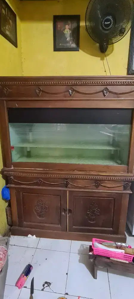 Aquarium jati asli tebal 120x55×155
