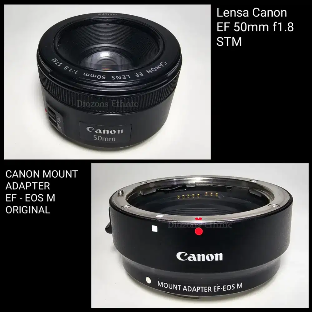 1 Paket Lensa Canon EF 50mm f1.8 STM + MOUNT ADAPTER EF-EOS M Original