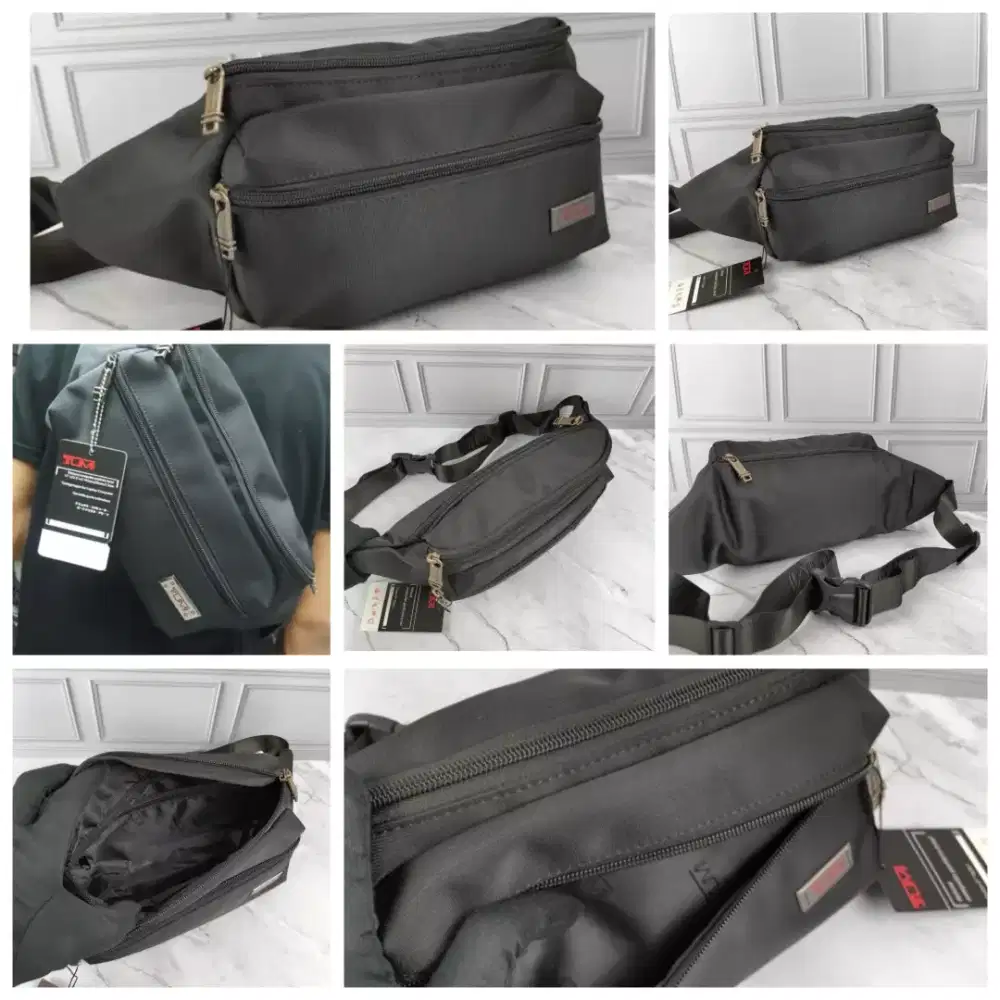 Tas Tumi Alpha Bravo black waistbag pria