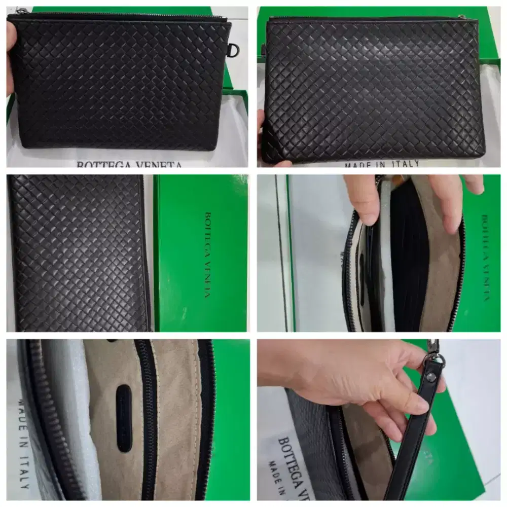 Clutch Bottega Pouch Black Fullset box