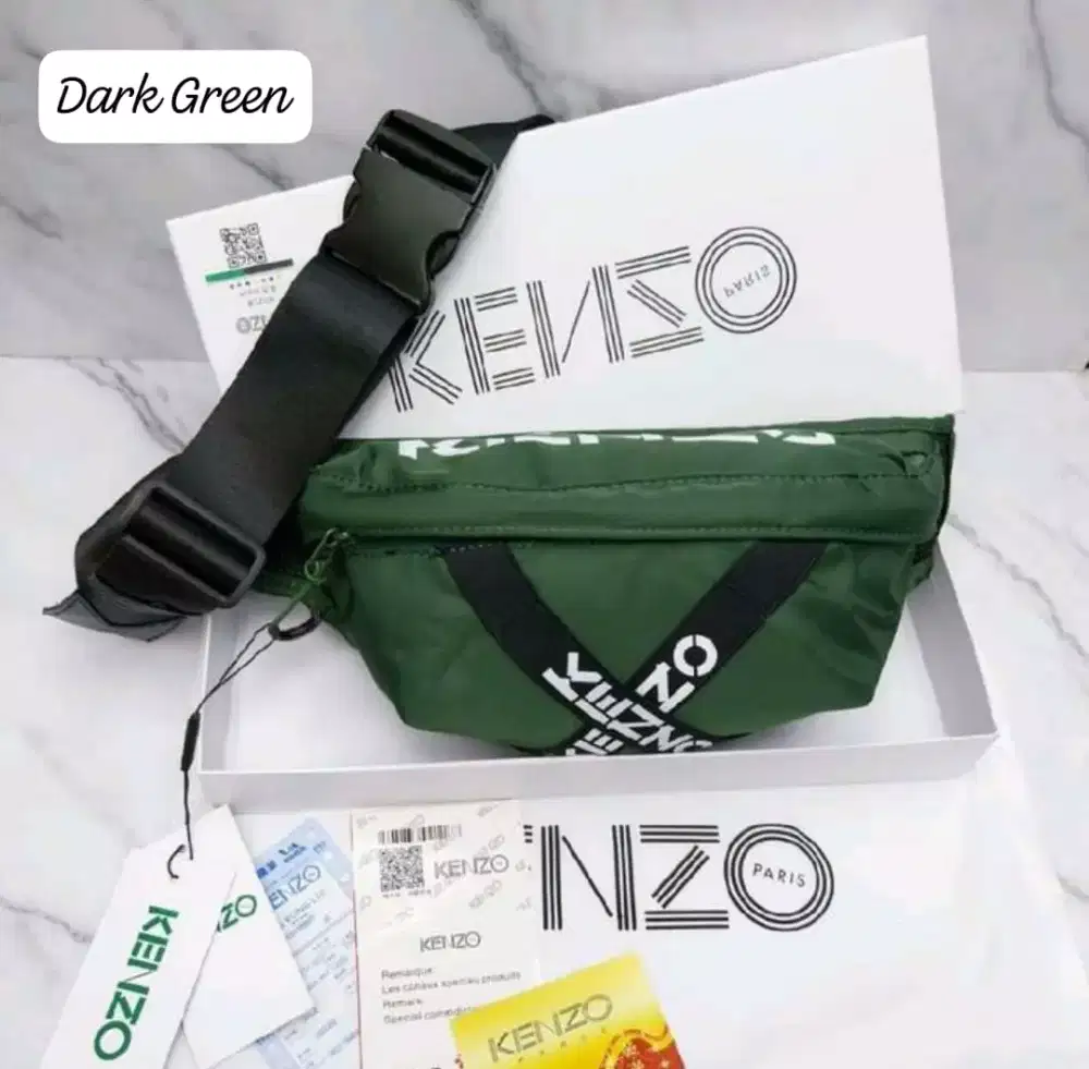Tas Kenzo Waistbag Green Cross Fullset Box Dustbag