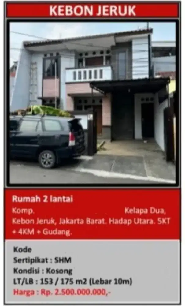 Dijual Rumah Komplek Kelapa Dua Hadap Utara