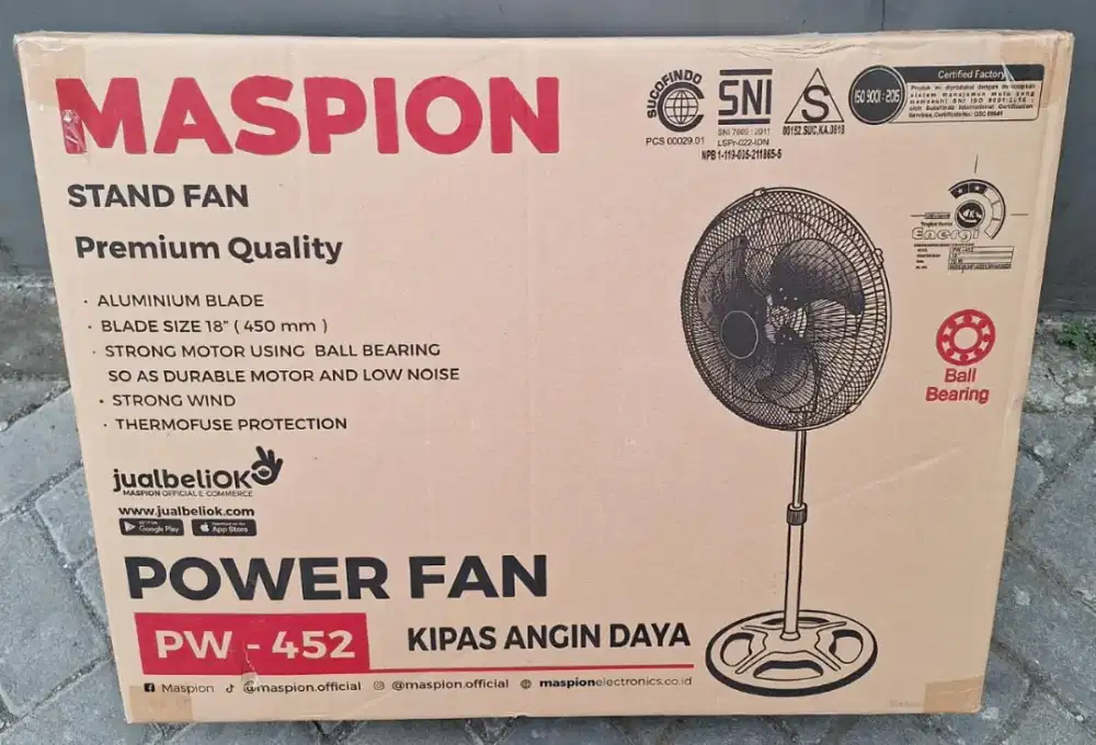 Kipas Angin Maspion Berdiri Stand Fan 18 inc PW-452