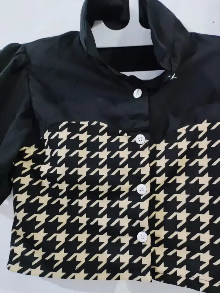 [New] Baju Atasan Wanita Hitam Combi Coklat