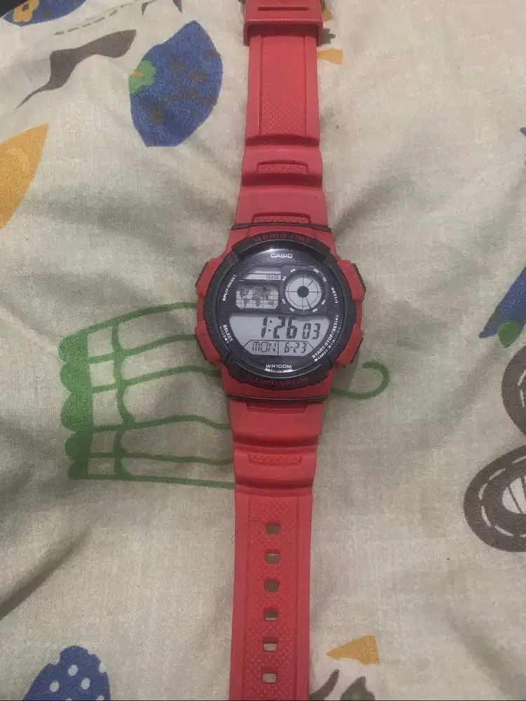 Jam Tangan Pria Casio General AE-1000W Original Red