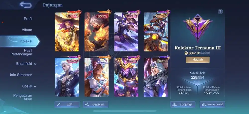 akun mobile legend (edisi pensi)