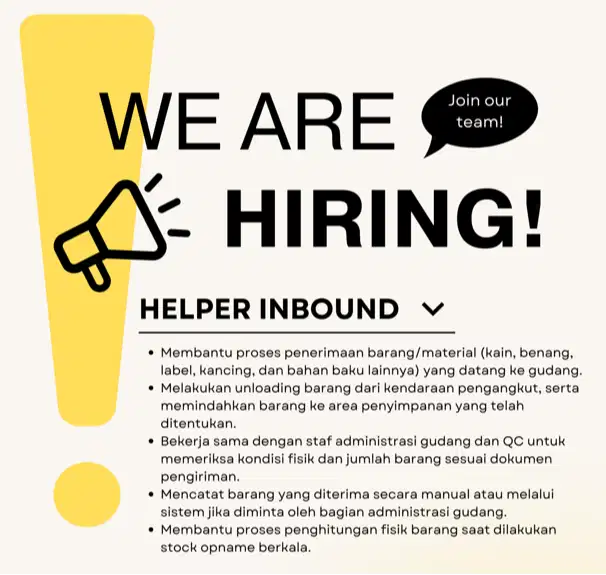 LOWONGAN KERJA HELPER INBOUND
