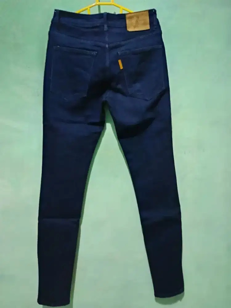 Chino denim karet stretch navy/maroon