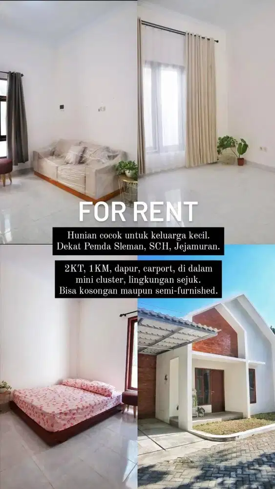 Disewakan Rumah Minimalis, Cocok Untuk Keluarga Kecil