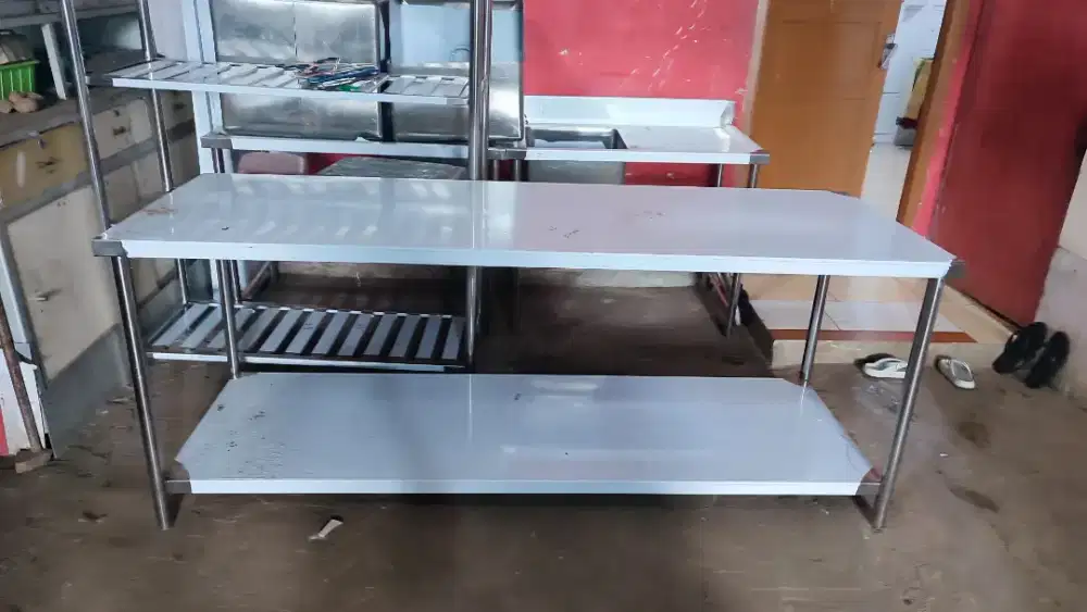 Jual meja stainless resto dan cafe 200x70x82