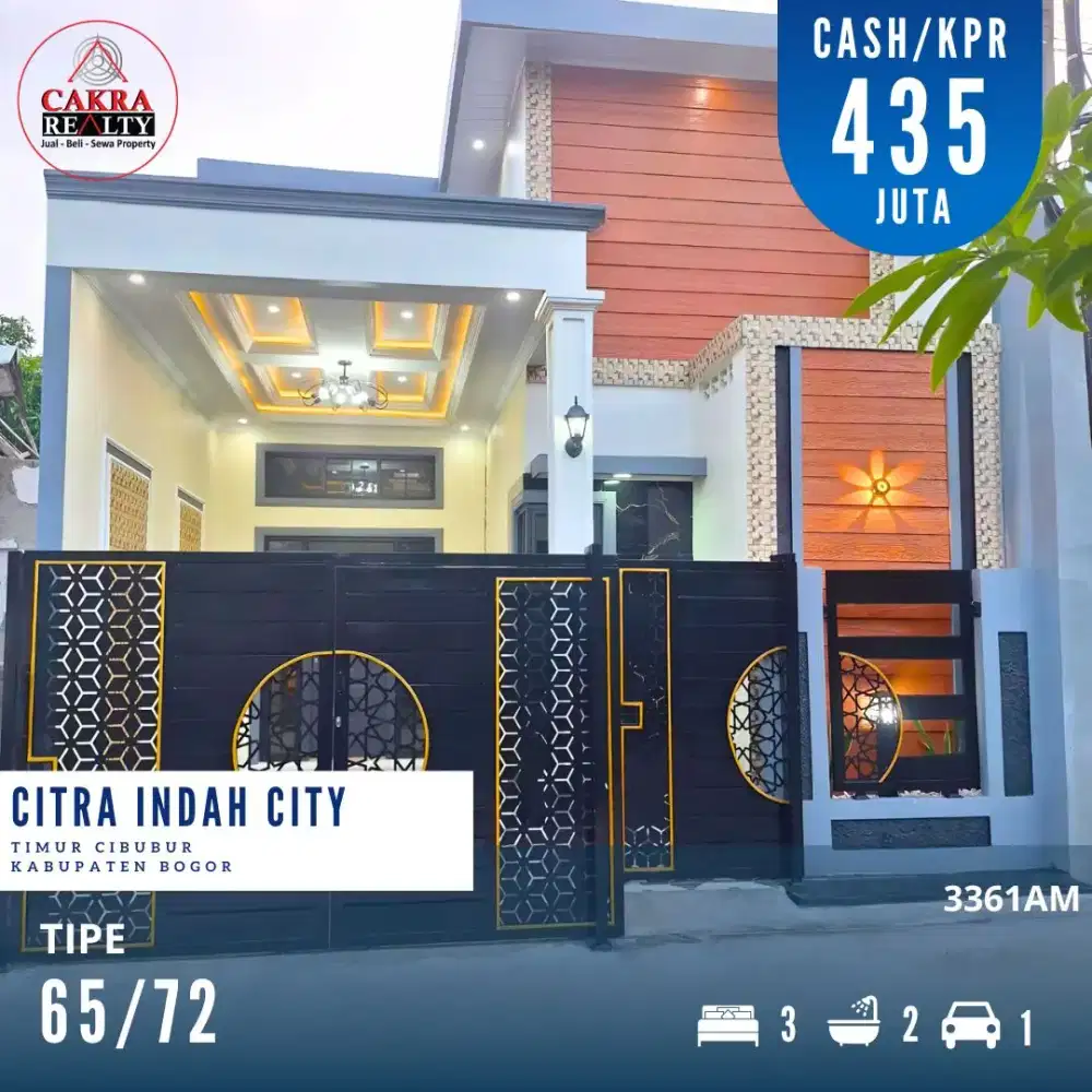 Rumah Semi Furnished di Citra Indah City. 3KT, 2KM, 72m²