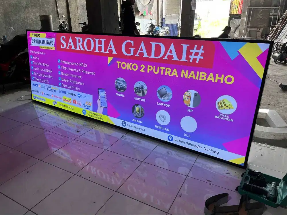 papan nama neon box dan huruf timbul