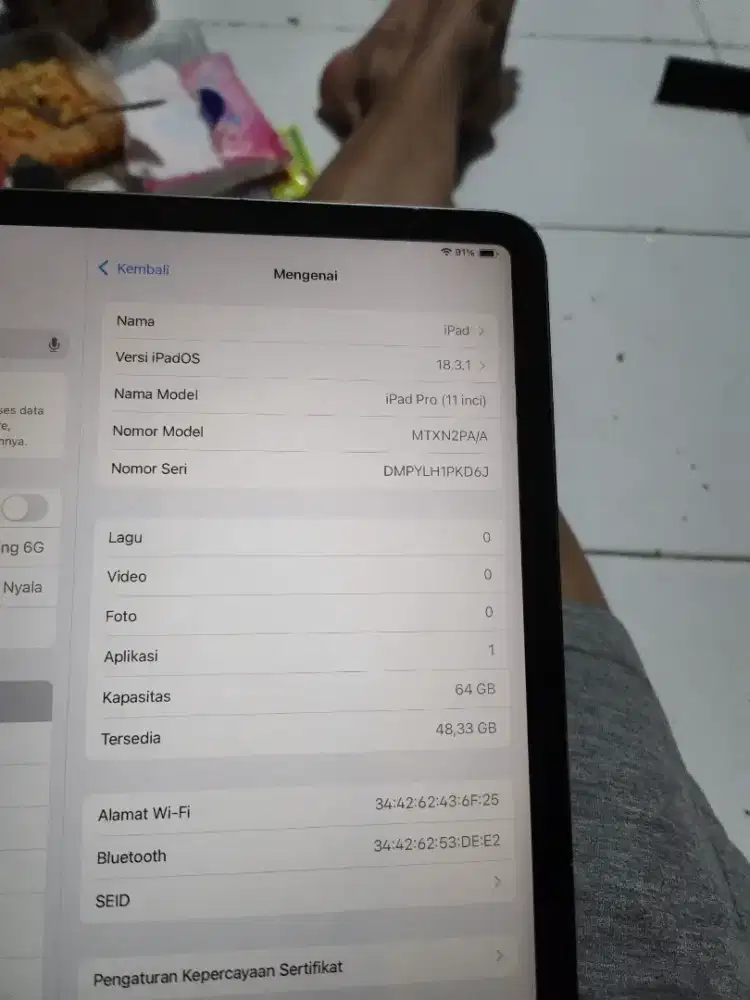 di jual pad apple Ram 8/128gb lokasi dki jkt