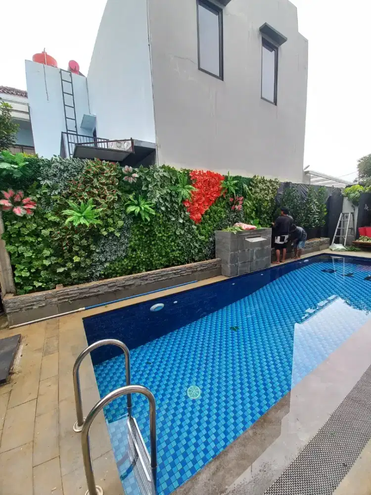 Vertikal garden sintetis vertikal dekorasi rumah