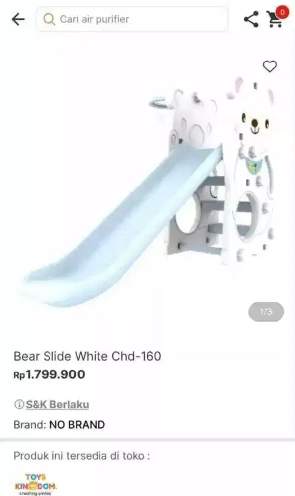 Perosotan Anak Bear Slide Toys Kingdom