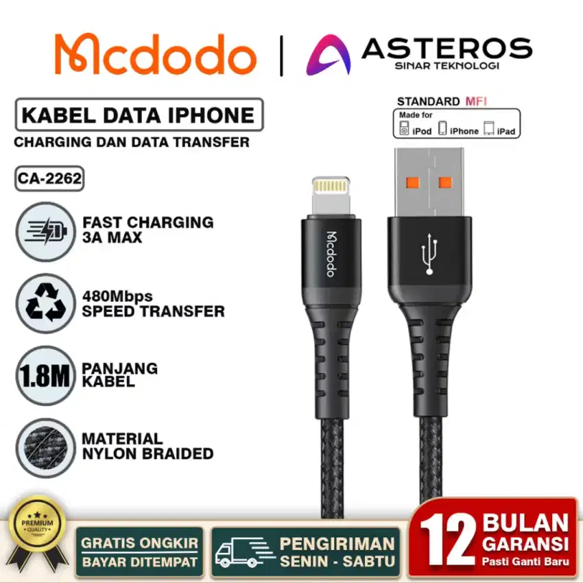 MCDODO Kabel Data iPhone Usb Lightning Fast Charging 3A