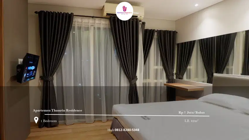 Disewakan Apartemen Thamrin Residence High Floor 1BR Furnished View GI