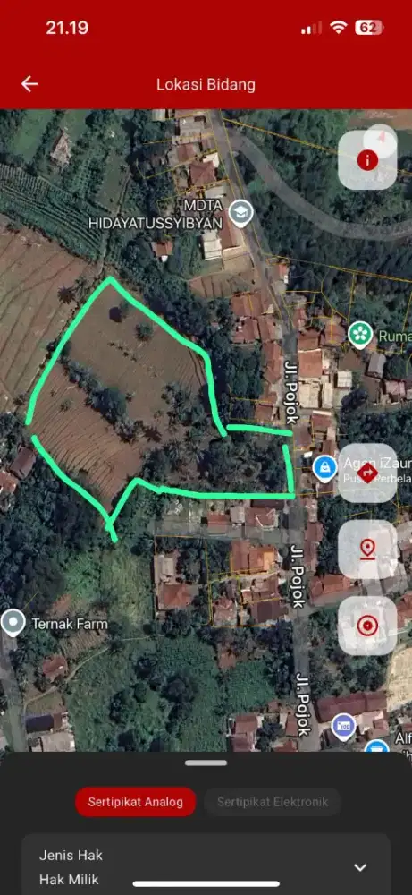 6000 m2 cocok perkebunan zona hijau