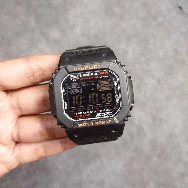Jam tangan lasika sport original square pria ls1 blackwhite simpel edi
