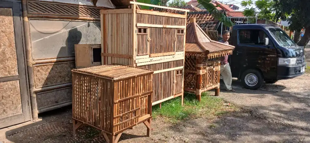 Kandang bambu kayu untuk hewan peliharaan