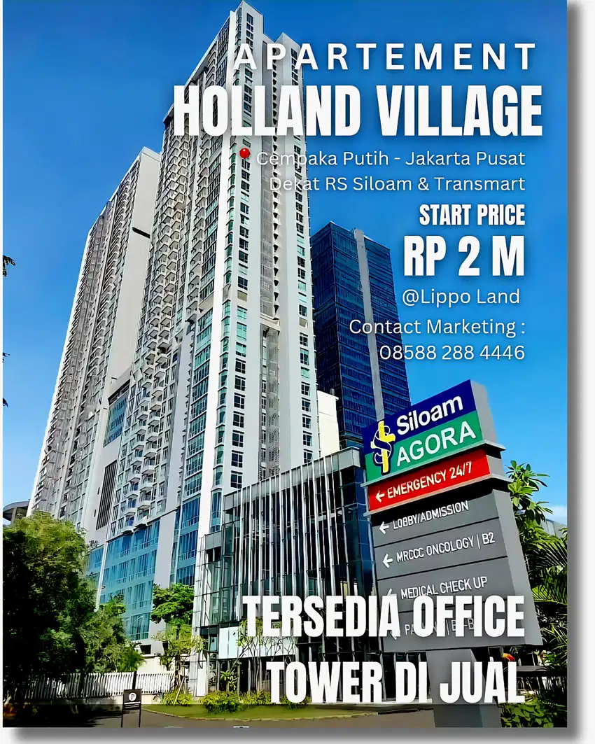 APARTEMEN JAKARTA PUSAT DEKAT RS SILOAM,TRANSMART, TOLL & ITC CEMPAKA