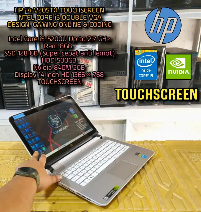 LAPTOP HP TOUCHSCREEN i5 DUAL VGA SUPERMULUS LAPTOP DESIGN CODING
