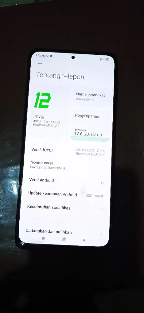 Dijual XIAOMI BLACK SHARK 4.. 8/128 LENGKAP