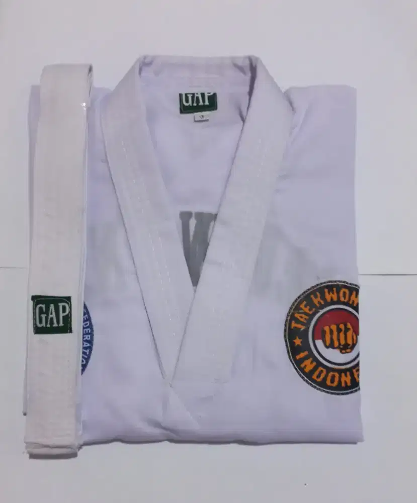 BAJU TAEKWONDO UKURAN ANAK ANAK KERAH PUTIH