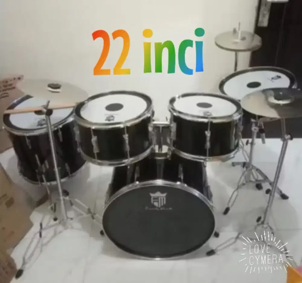 Drum set 22 inci warna hitam