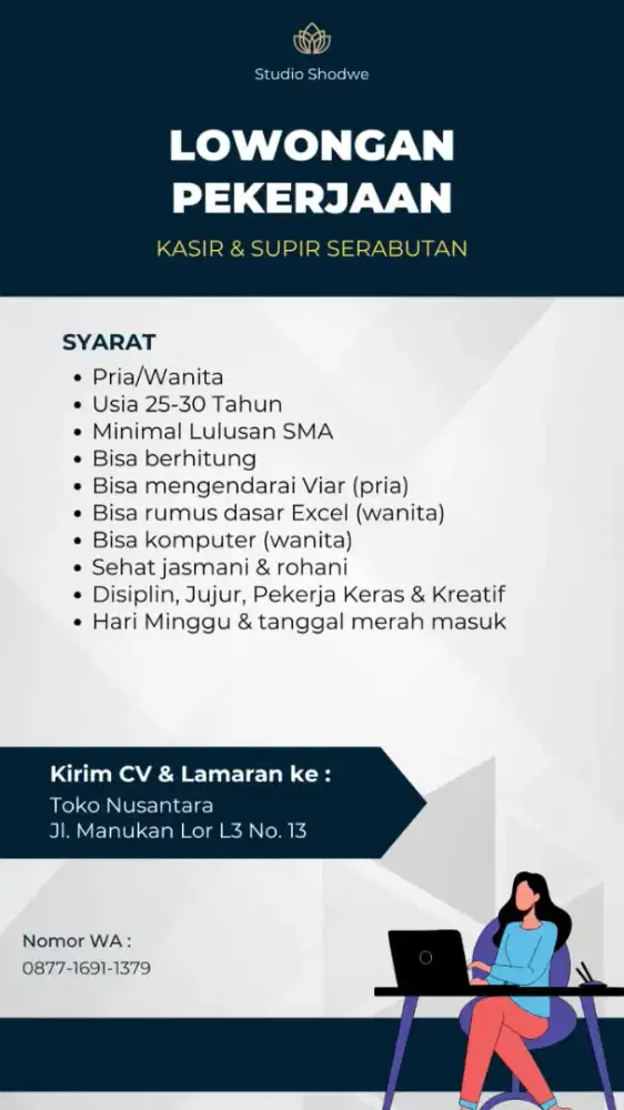 DIBUTUHKAN SOPIR DAN ADMIN SERABUTAN