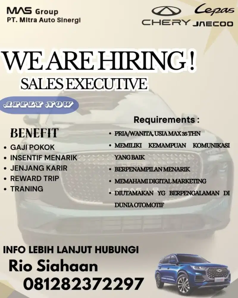 Dibutuhkan Sales Marketing otomotif