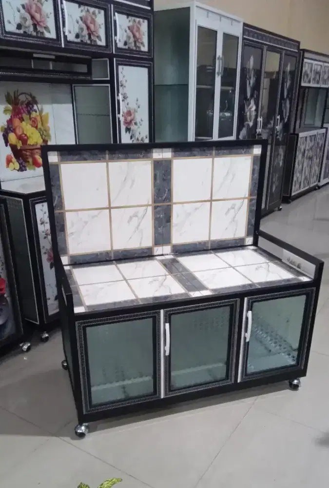 Meja kompor almanium 3 pt