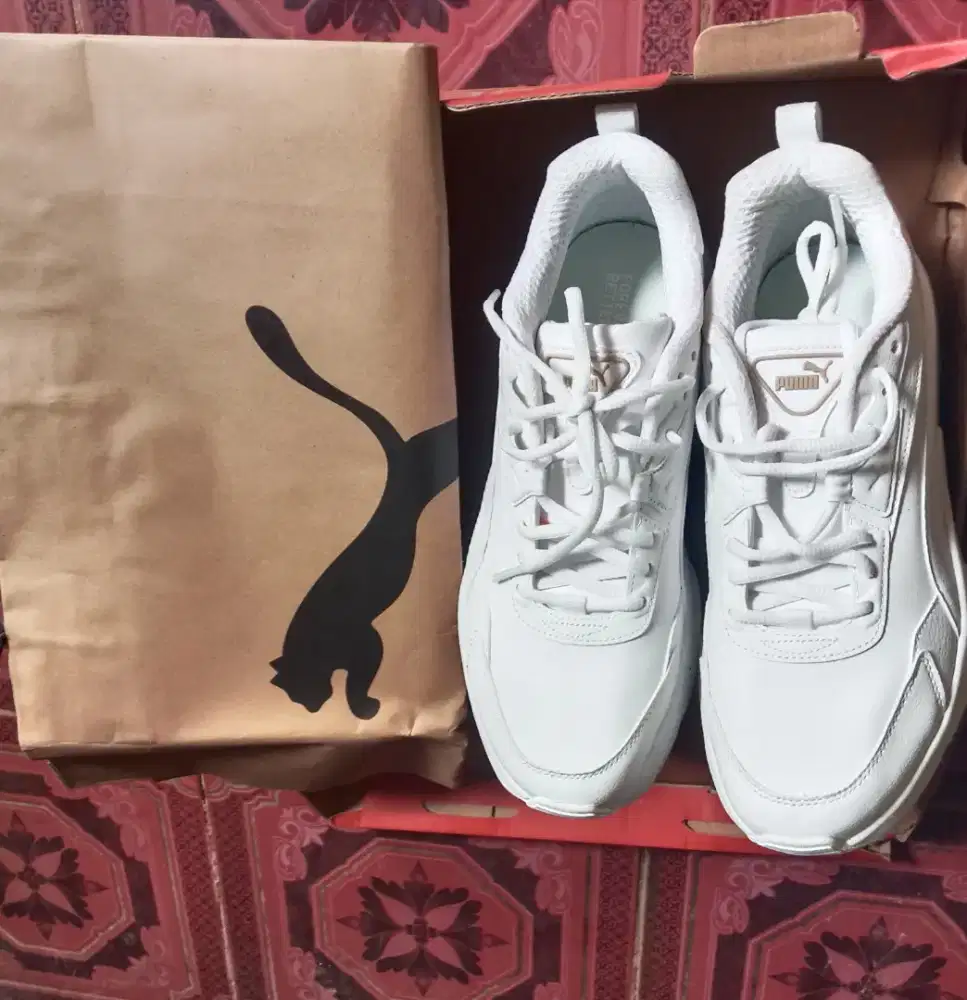 sepatu puma original white-puma gold Vis2k SL