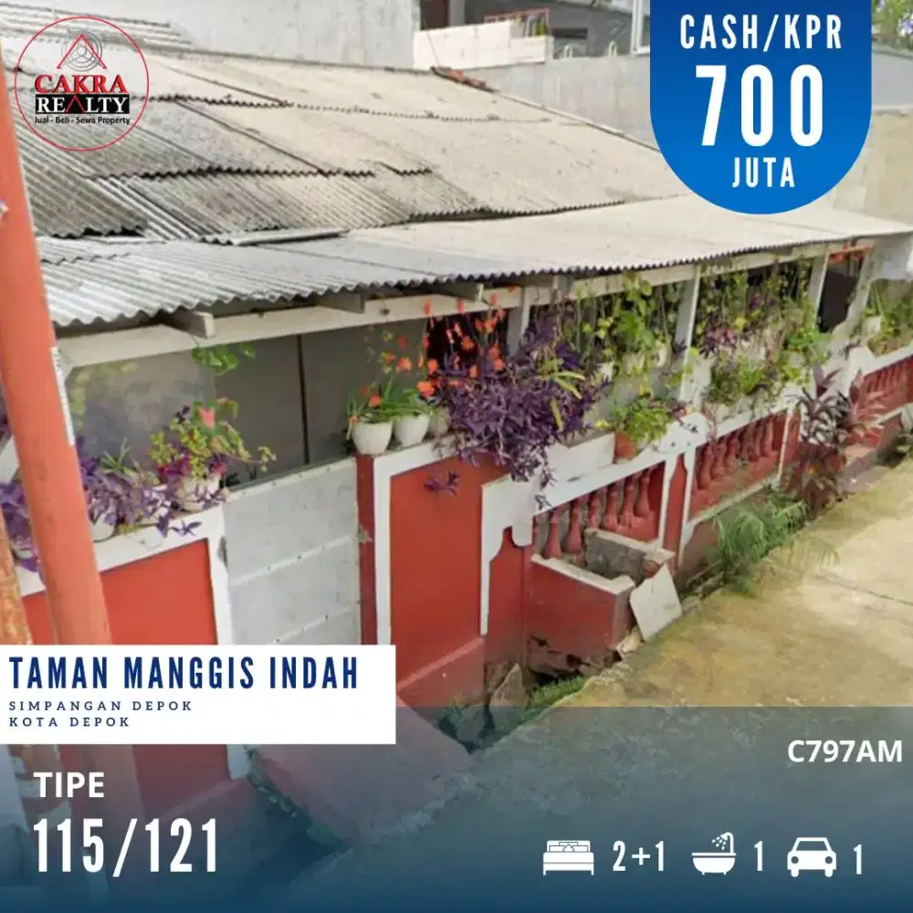 Dijual Rumah 115/121 di Taman Manggis Indah Depok