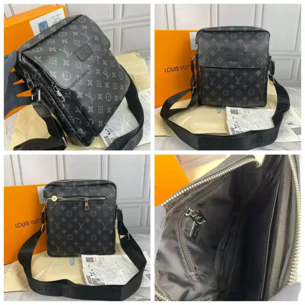 Tas Selempang Messenger Bag Pria lv eclipse Black Details