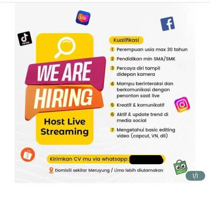 Dibutuhkan host live streaming