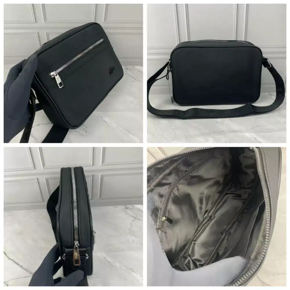 Tas Selempang Messenger Bag Pria Lacoste Black Details