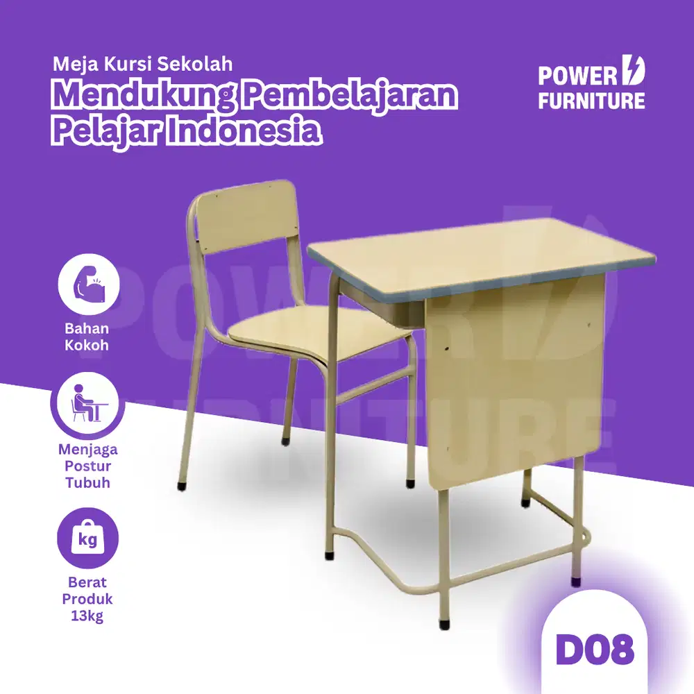 [1 SET] Meja Kursi Kelas D08 - bangku sekolah besi | kursi sekolah