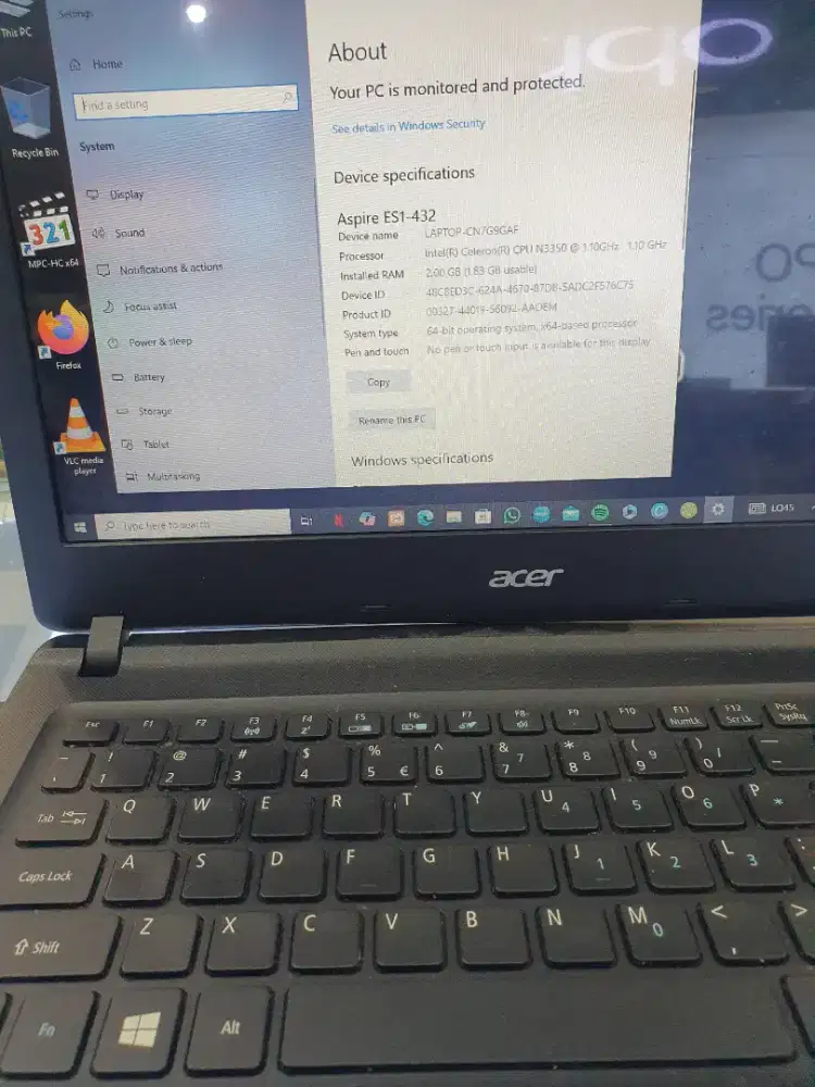 Laptop Acer Aspire ES1-432 intel celeron