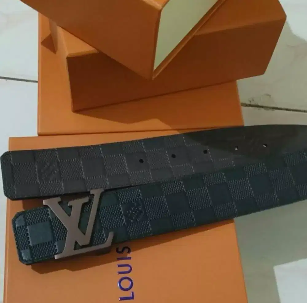 Men Belt sabuk IKAT PINGGANG PRIA black damier reversible leather