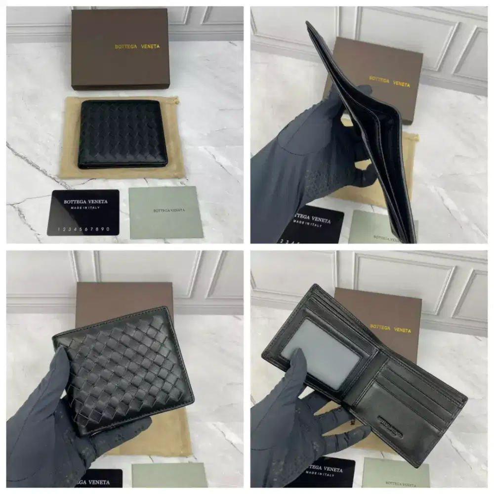 Dompet pria bottega veneta black wallet leather bv