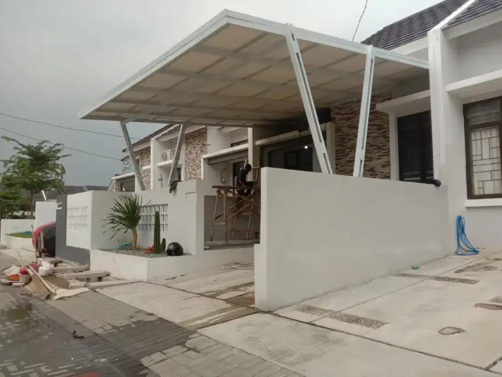 Kanopi alderon singel rangka Alin terpasang