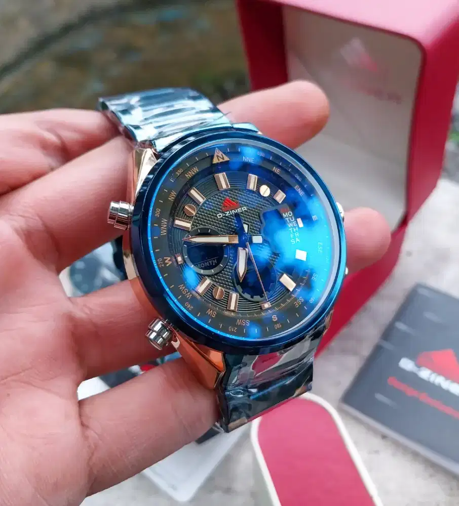 Jam Tangan Dziner Analog Digital Full Stainless  • FREE 1 JAM TANGAN •