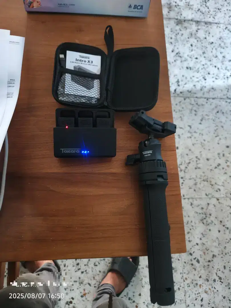 Mic wireless + tripod takara intro x3