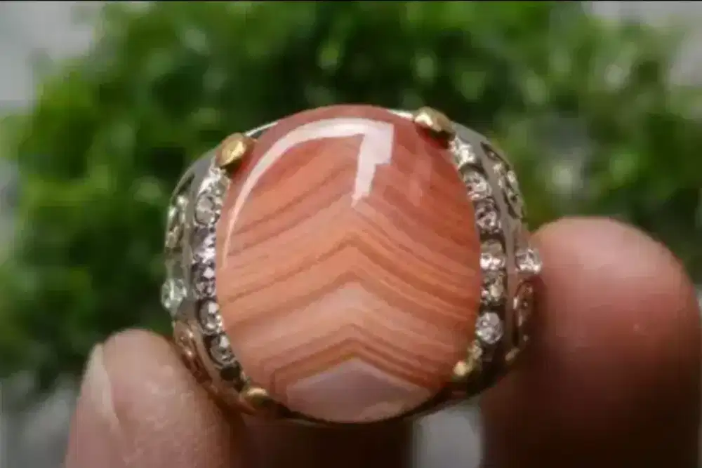 Asli Natural Batu Junjung Derajat Blarak Sineret 1,8cm ring 9