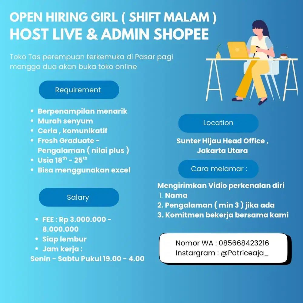 BUTUH HOST LIVE SHOPEE SHIFT MALAM