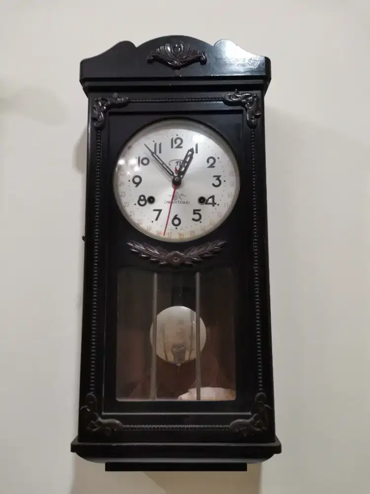 Jam dinding pendulum owari tokei, vintage premium barang langka