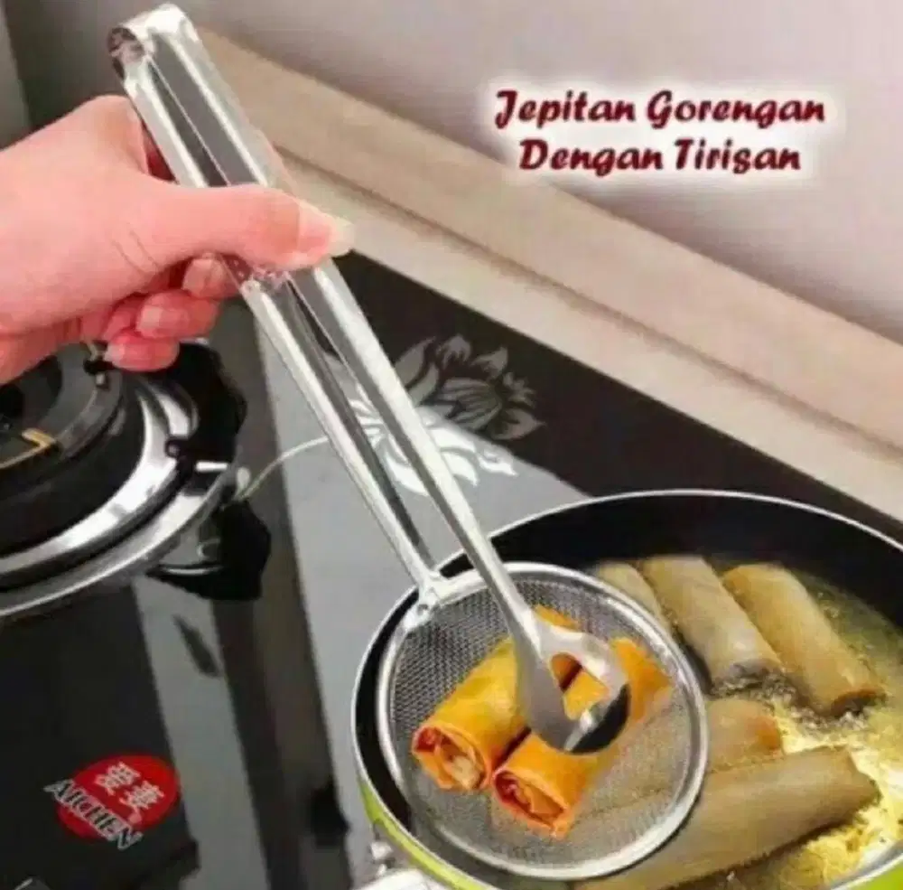 (READY.SIAP.KIRIM) Pencapit Gorengan 2 in 1 Dengan Tirisan